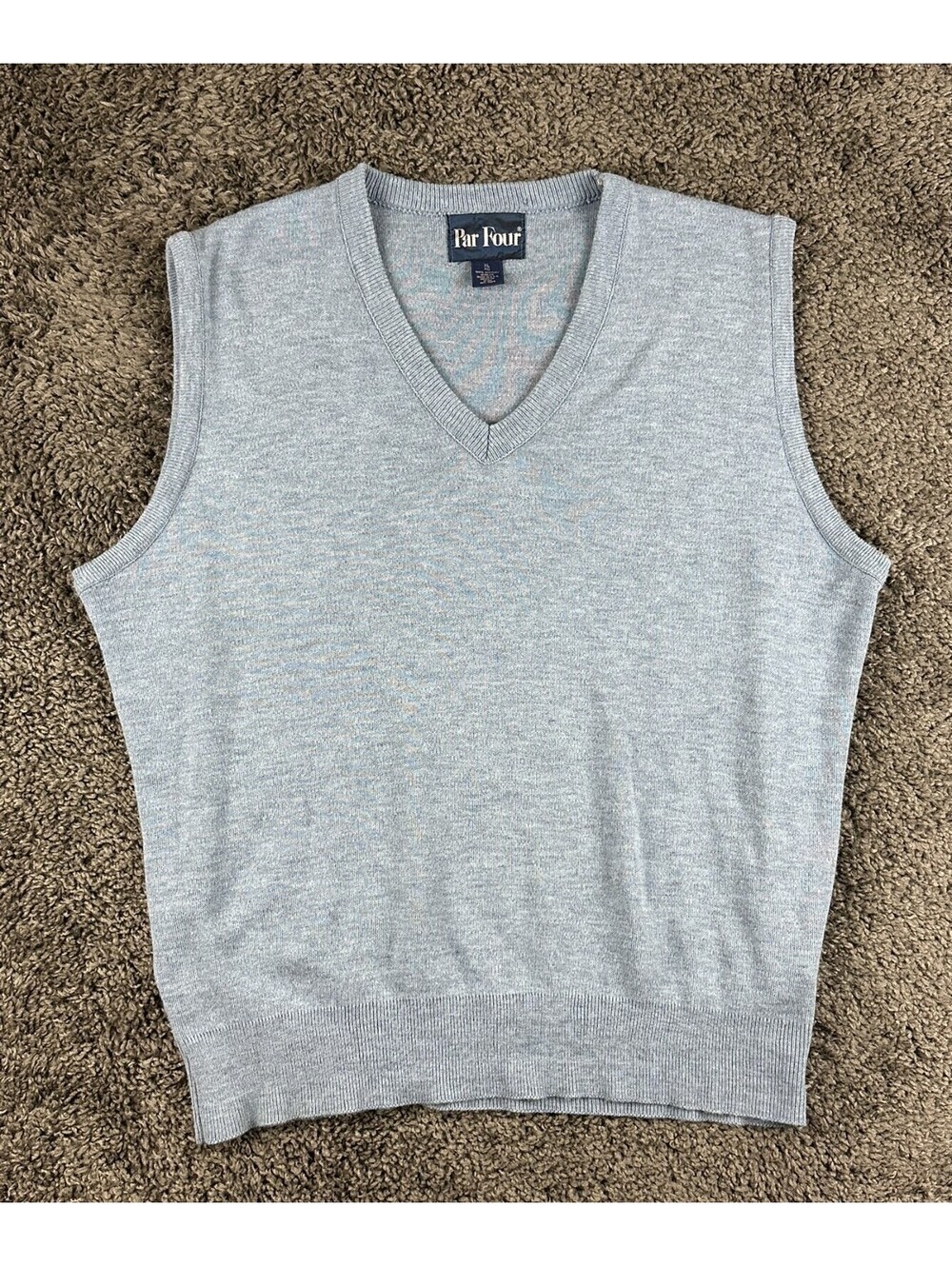Vintage Par Four Sweater Vest Mens XL Light Blue Knit V-Neck Golf USA Acrylic
